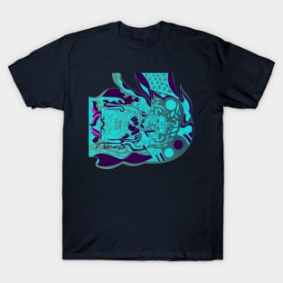 blue anonymous alien mayan ecopop T-Shirt